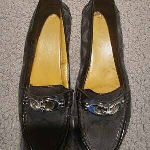 Coach Fortunata Black Driving Loafer Flats Size 9.5 B Buckle Without Heel